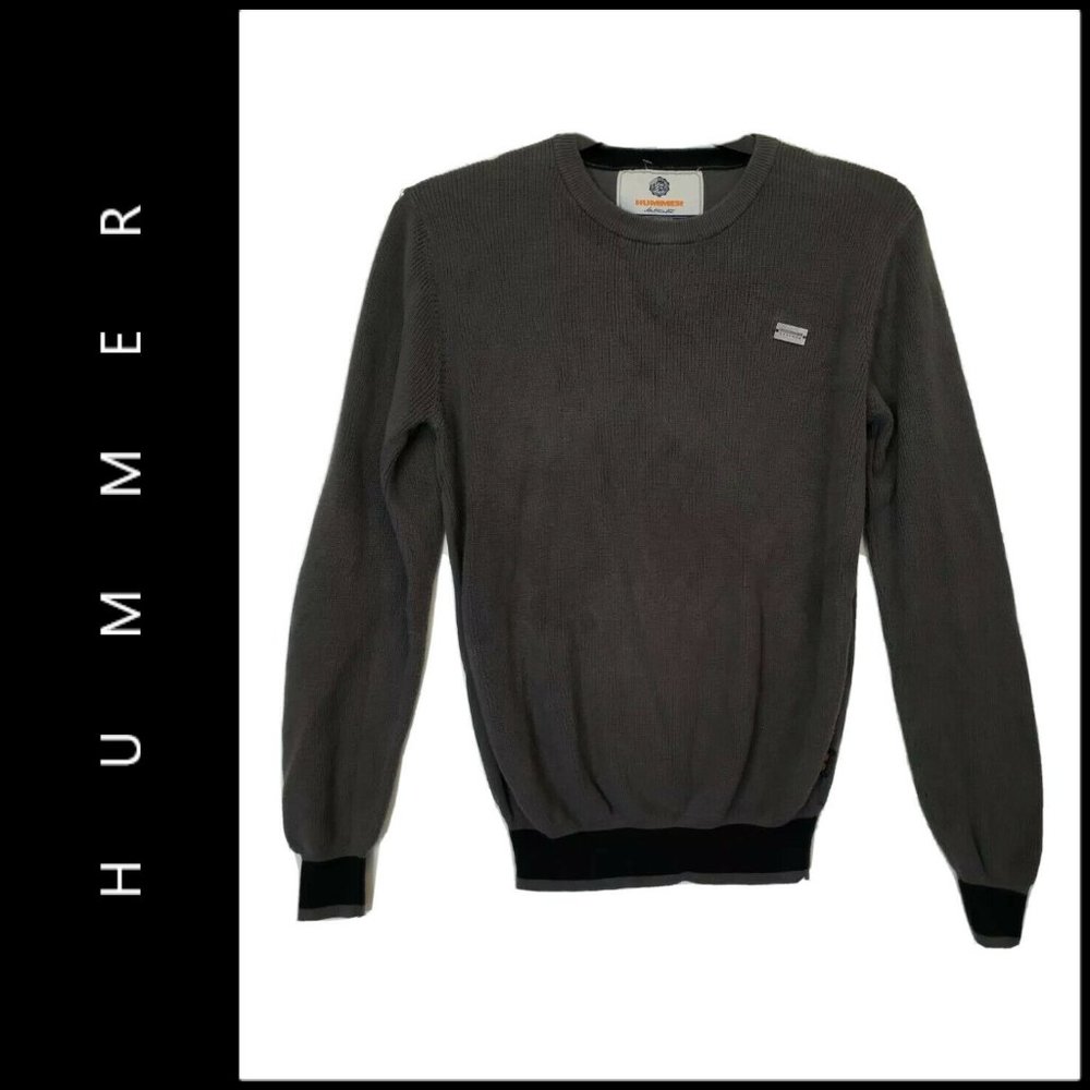 Hummer Men Knit Long Sleeve Sweater Small / Gray